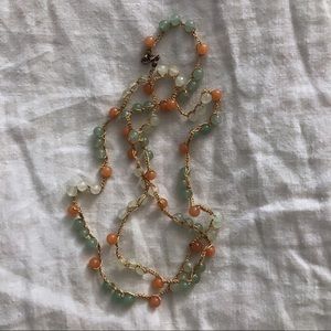 Banana Republic gold beaded long layering necklace